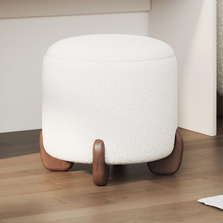 Curva Boucle Schminkhocker mit hochgezogenem Stauraum, runder Hocker mit Beinen aus Nussbaumholz|Homary DE
