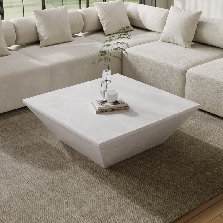 Tavolino da caffè in legno effetto travertino con cassetti