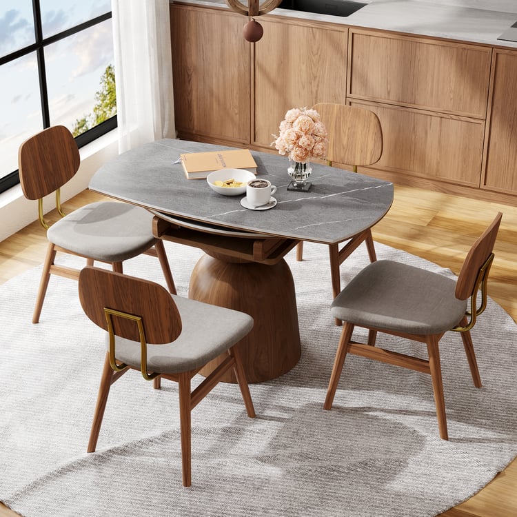 1200 mm moderner ausziehbarer runder Esstisch für 4-6 Personen Grau｜Homary DE