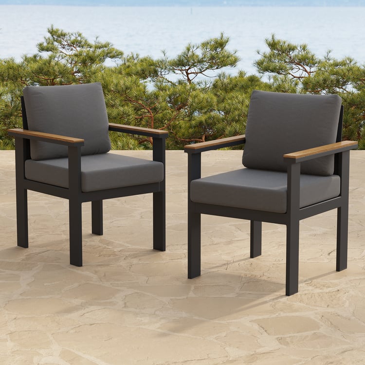 ダイニングチェア taro taro2 Tevara 2 PCS Teak & Aluminum Outdoor Dining Chair with Cushion｜Homary
