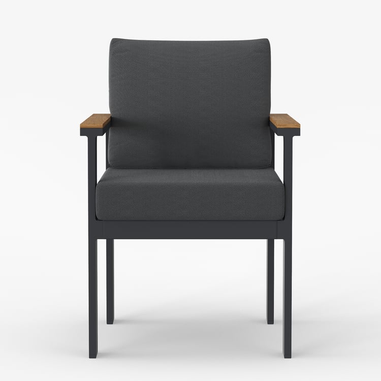 【MochiBLACK ELEPHANTダイニングチェアアーム付き④ Tevara 4-Pieces Acacia & Aluminum Outdoor Dining Chair with