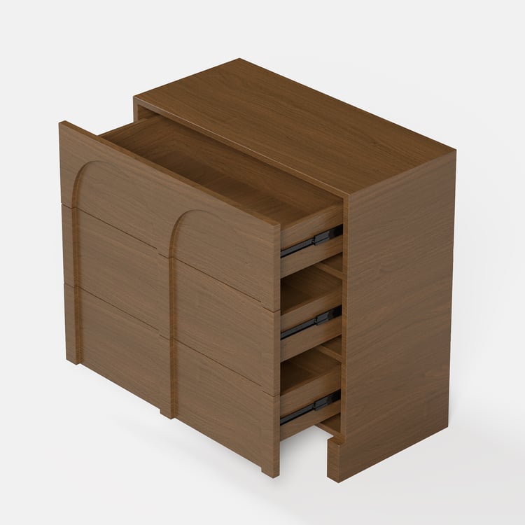 Japandi Walnut Dresser Arch Chest of 3 Drawers Storage Cabinet