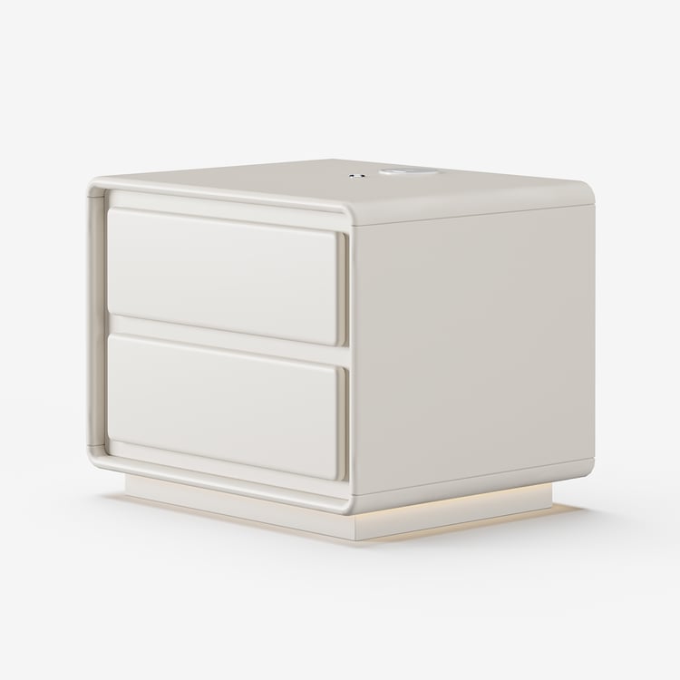 Ysgwsg Comodino Set di 2, Comodini con Stazione di Ricarica, 2 Prese, 2 Porte USB, Comodini 3 Cassetti, Comodino Bianco per Camera da Letto, Soggiorno, Tavolini con Cassetti. (45x35x62cm
