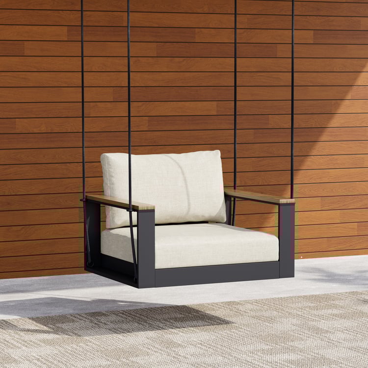 Outdoor Swing Sofa in Matte Gray Aluminum with Cushion