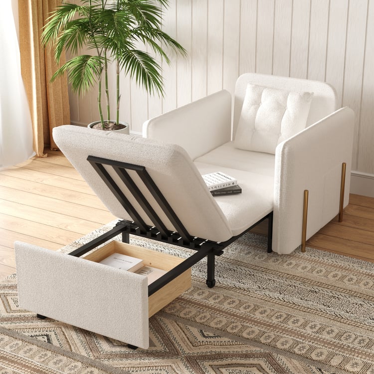 33,9 Zoll großes, ausziehbares Boucle-Schlafsofa für 1 Person｜Homary DE