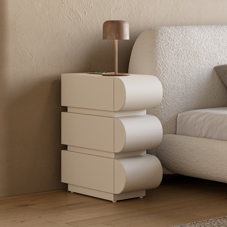 Narrow Humply Leather 3-Drawer Smart Nightstand｜Homary