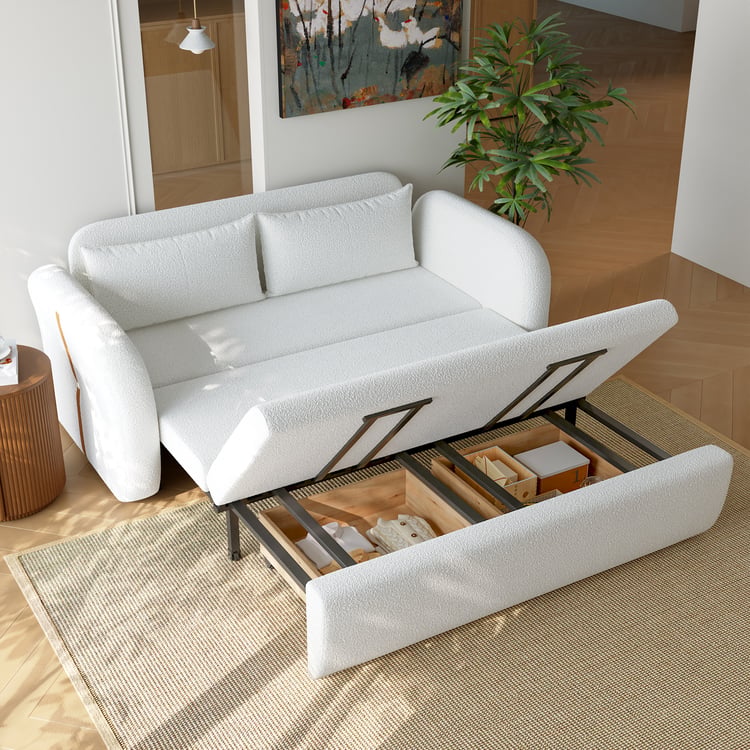Convertible Boucle Sofa Bed with Storage Drawers