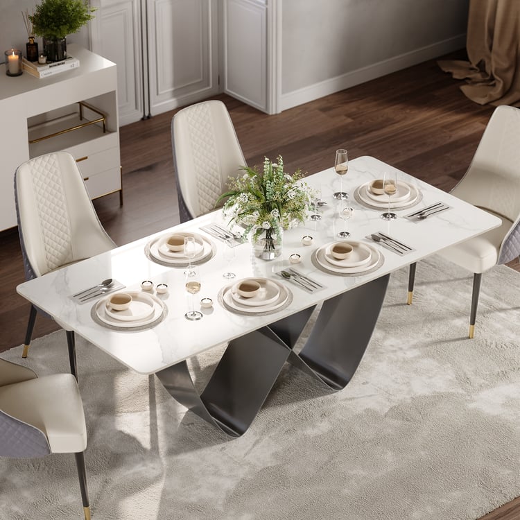71" Sintered Stone Rectangular Dining Table with Butterfly Base Seats 6-8 People