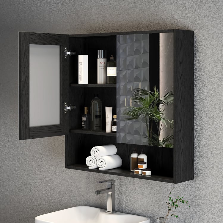 Black Mirror Cabinet with Storage 700mm*700mm