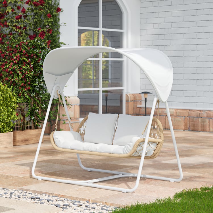 3-Seater Hollywood Garden Swing in White, Weather-Resistant, with