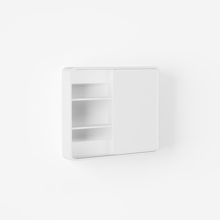 Armoire De Salle De Bain Avec Miroir 40x55cm - Blanc - Étagère Verre - Rangement Pratique