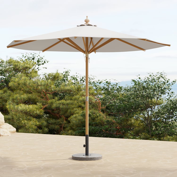 118" Sun Shades Central Pillar Umbrellas in White for Outdoor Patio