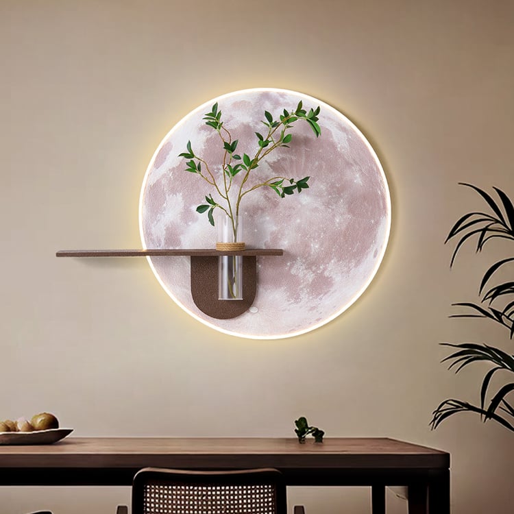 Elegant Wall Decor with Faux Green Plants and Tube Vase – Warm White LED Lighting