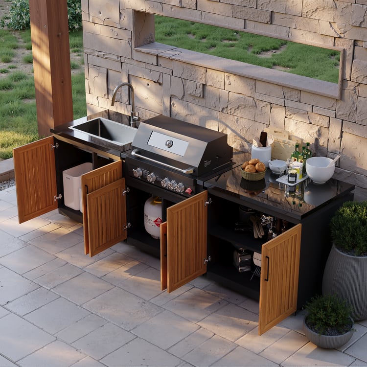 Tevara Outdoor Kitchen Island 3-Piece Set with 48,000 BTU Built-in