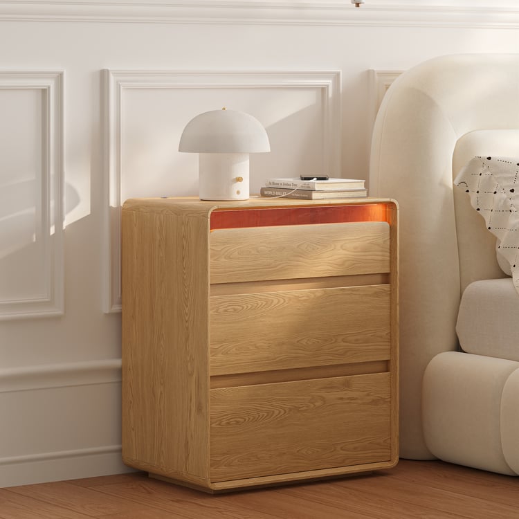 Comodino Edbuosy Con 3 Cassetti In Legno, Stazione Di Ricarica USB E Prese, Struttura In Acciaio, Piedini Regolabili, 47,8x49,9x73,9 Cm, Nero - 4