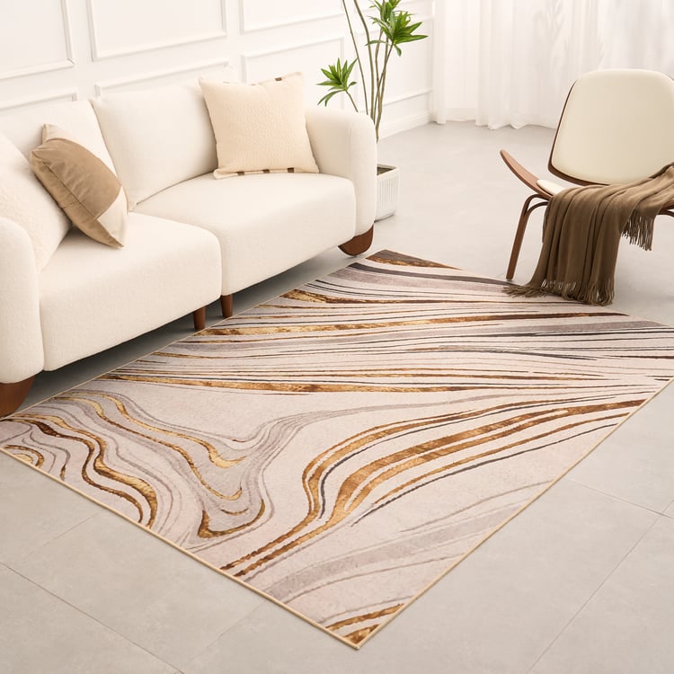 5'x 7' Luxury Abstract Art Deco Rug with Marble Pattern Carpet