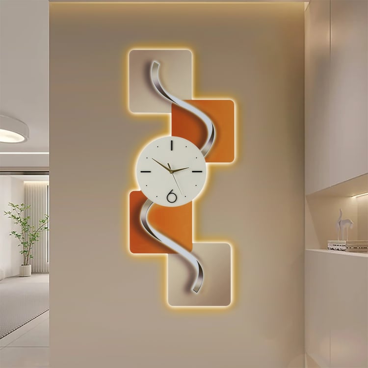 Modern LED Wall Clock with Remote Control – 39.4×16.1" Decorative Lighted Wall Clock