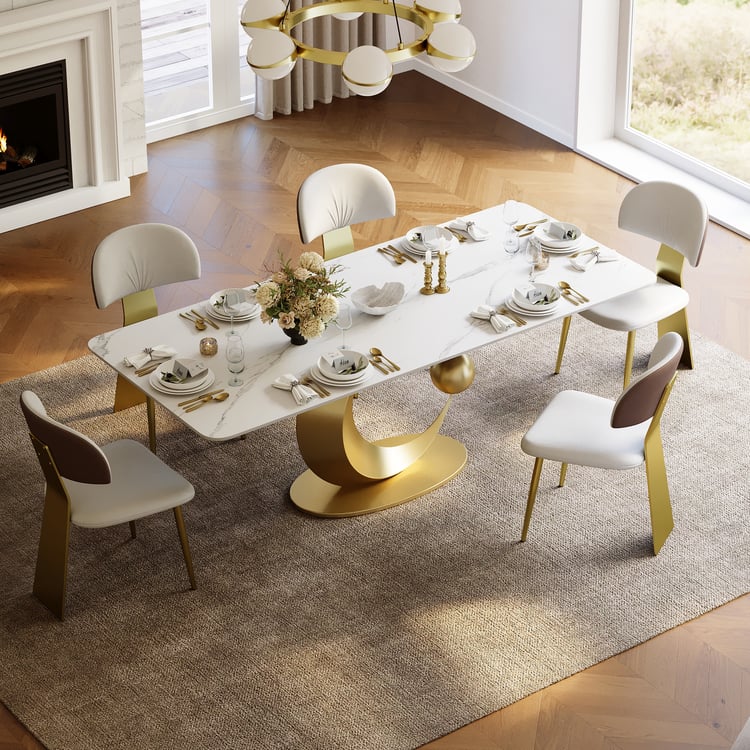 Dining Set 71.3" Rectangle Sintered Stone Table with 6 Chairs｜Homary