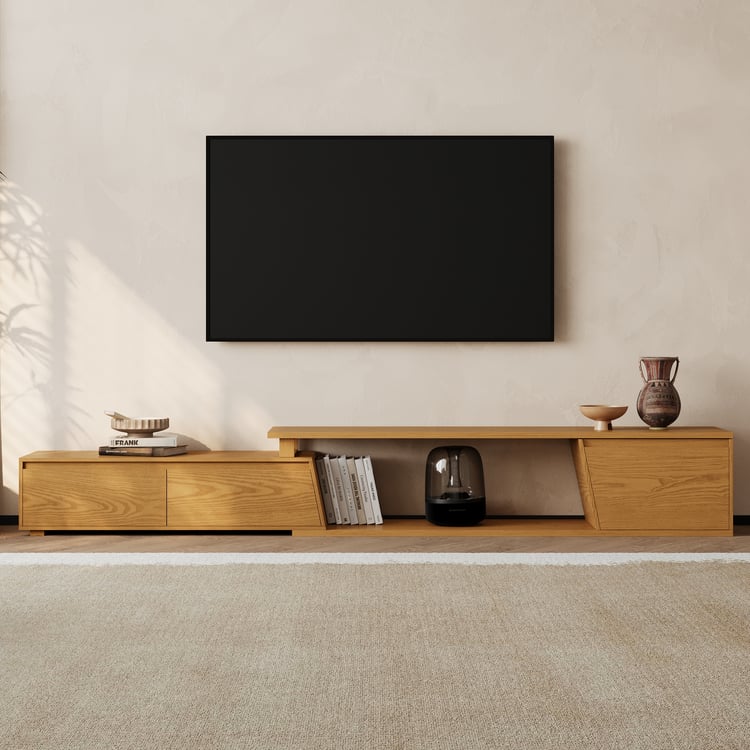 Meuble TV extensible Fero Natural avec 3 tiroirs (1800 mm à 2800 mm)