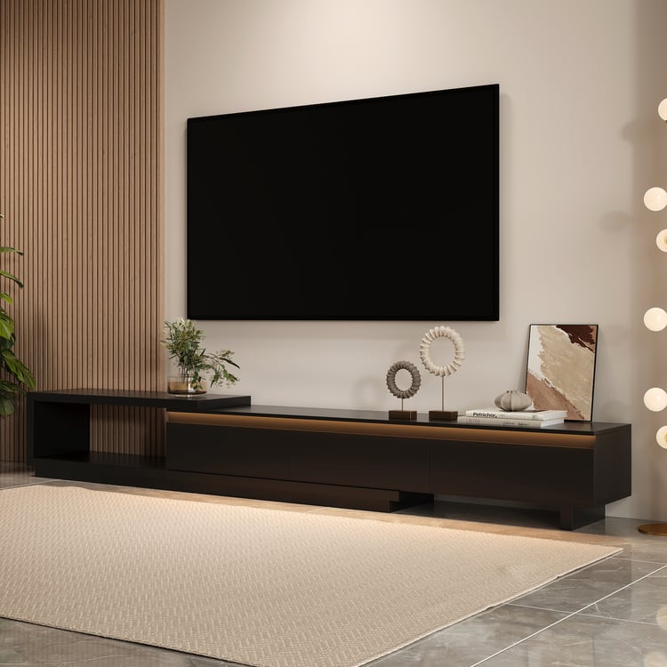 Quoint Extendable TV Stand with 3 Drawers and Light (71