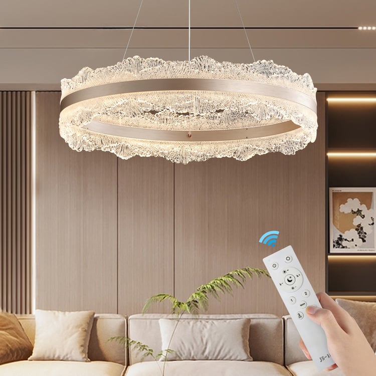 600mm Modern Acrylic Crystal Chandelier with Three Color Temperatures and Remote Control