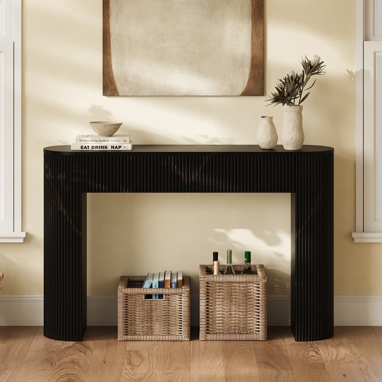 Solid Wood Console Table Entryway Furniture in Black (47'' Wide)