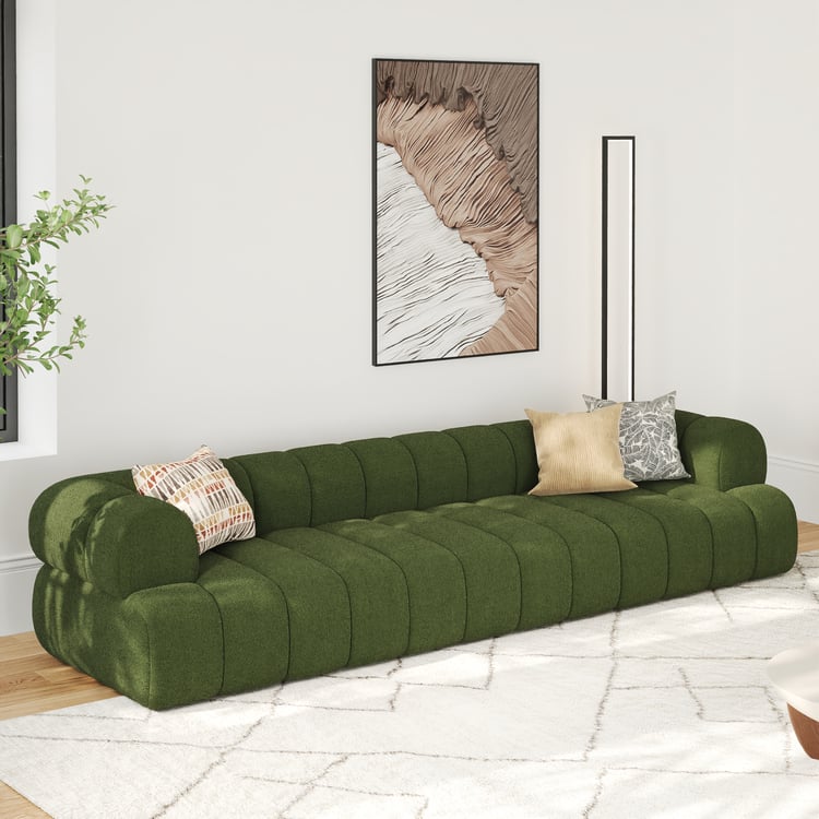 3120mm Channeled 3-Seater Chenille Velvet Sofa｜Homary