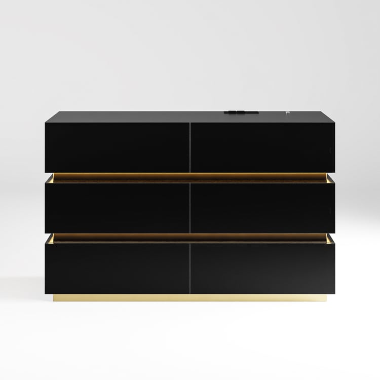 pamela anderson black dress Sikaic Dresser Wide Dresser with LED Lights 6 Drawers Black Modern