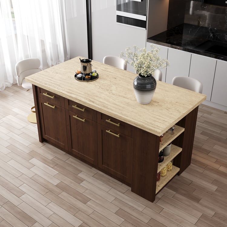 Isola Da Cucina Moderna 102x45x92 Cm – Carrello Buffet In MDF E Metallo, Con Ruote E Ripiani Regolabili