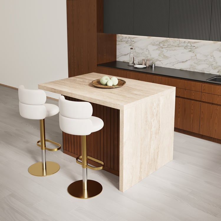 Îlots de cuisine stratifiés de style moderne de 1270 mm avec un grand espace de rangement en noyer