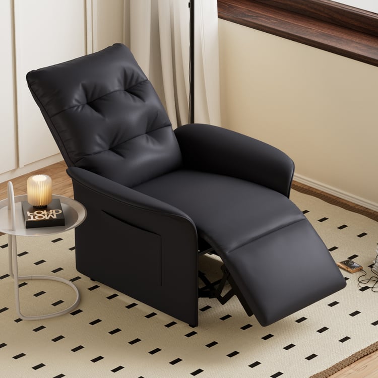 Leather Power Recliner Accent Chair with Side Pocket