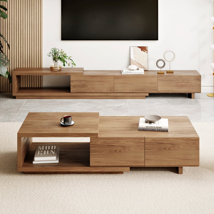Ensemble meuble TV extensible et table basse Quoint