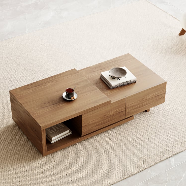 Quoint Walnut Extendable Coffee Table with 2 Drawers(1200mm-1750mm)