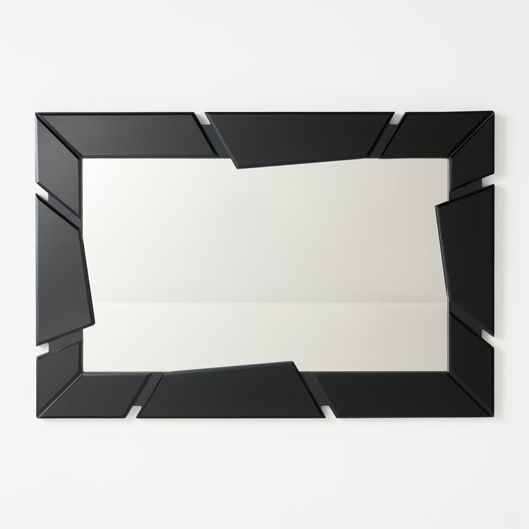 Specchio da parete 40,5x100h cm cornice in metallo nero e oro