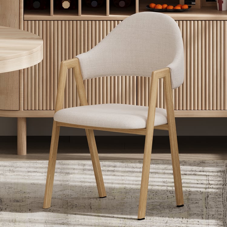 Chaises de salle à manger rembourrées en lin blanc, ensemble de 2 chaises à dossier incurvé