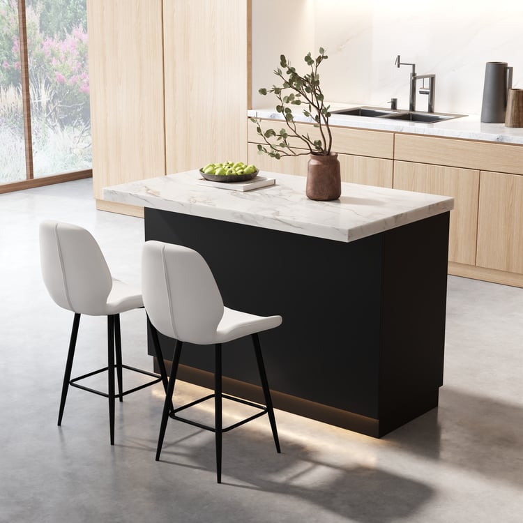 Japandi Kitchen Elsland Küchenschrank aus Holz mit Beleuchtung