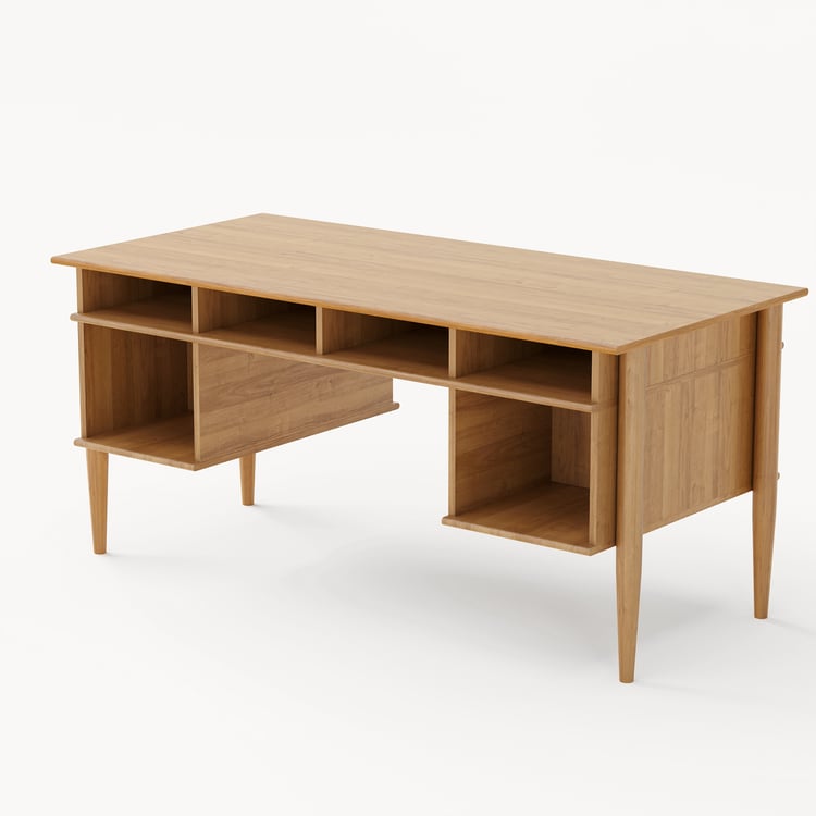 1625mm Mid-century Style Natural Wood Home Office Desk with 6