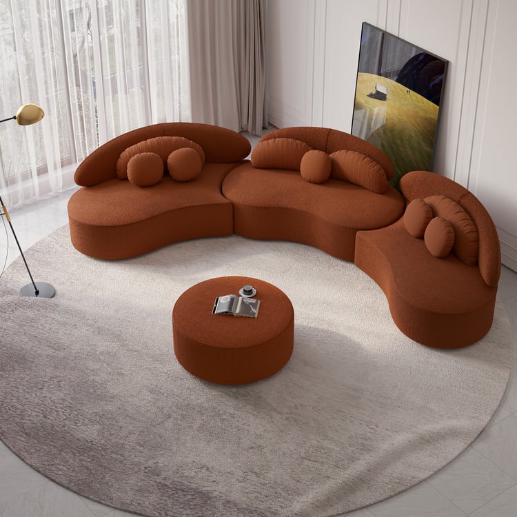 Modern 7 Seat Sectional Sofa Curved Modular Boucle Upholstered with Ottoman