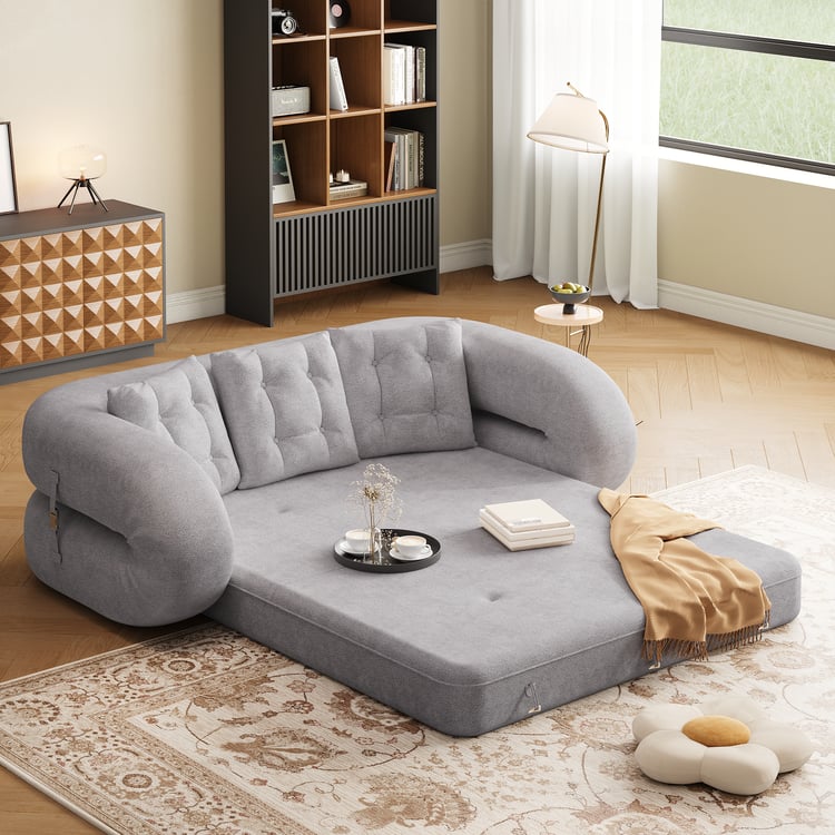 Canapé-lit futon convertible 3 places en velours avec lit king size