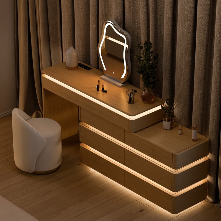 Lumio 47" Smart Makeup Vanity Set Retractable  Dressing Table with Mirror & Lights