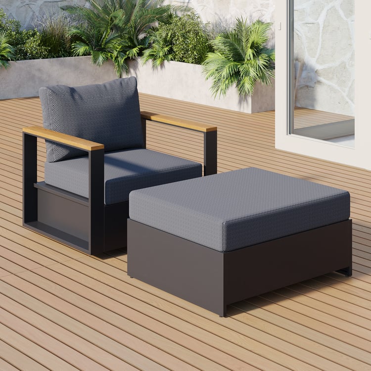 Tevara Outdoor Matching Swivel Footrest Storage Ottoman in Gray