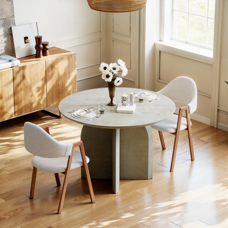 Table à manger ronde moderne de 1000 mm pour 4 pieds de table en bois massif gris
