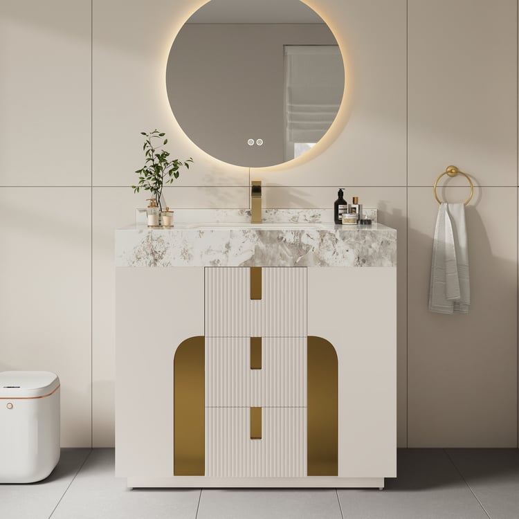 36" Artis Freestanding Bathroom Vanity Single Sink Vanity Cabinet Sintered Stone Top