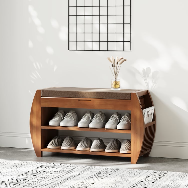 1000 mm Natural Wood Entrance Bench with Sturdy Metal Legs in a Modern Design