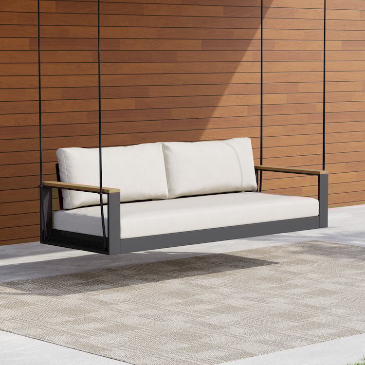 Tevara Závěsné denní lůžko z béžového hliníku s polštářem pro venkovní použití