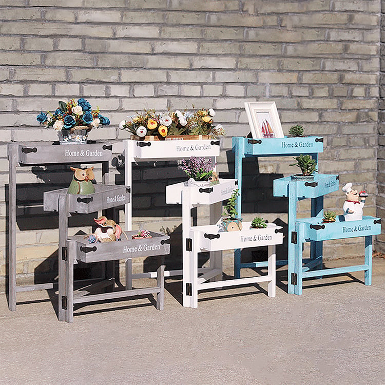 Folding Wood Flower Stand Garden Plant Stand 3 Tiers｜Homary