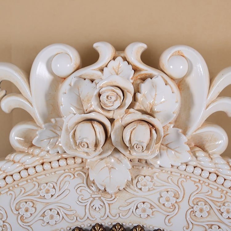 European Style 3D Floral Carving Large Wall Clock with Delicate