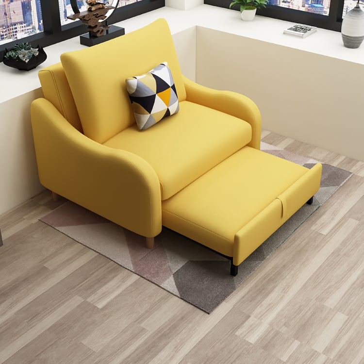 Yellow Single Full Sleeper Sofa Bed Lounge Chair with Arm Homary UK