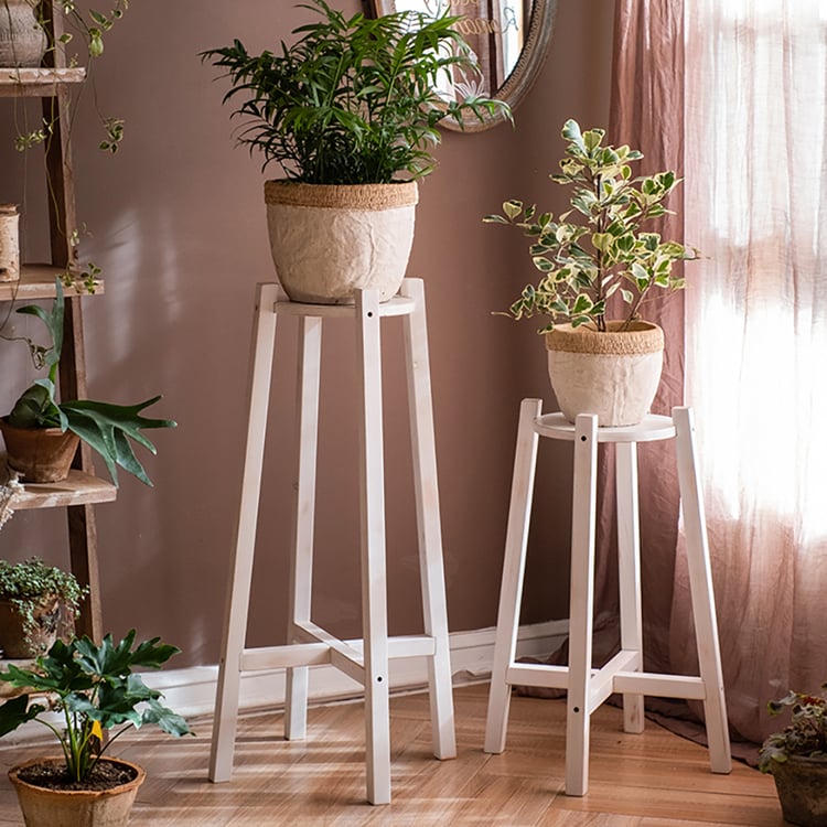 Rustic Wooden Plant Stand Set of 2 for IndoorHomary