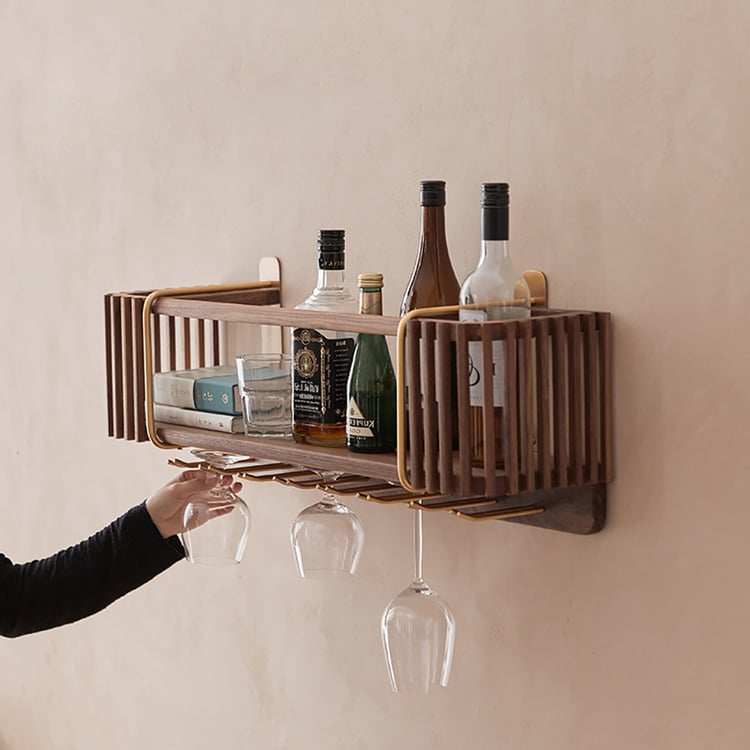 Wand Weinregal Rustikal mit Glasregal｜Homary DE